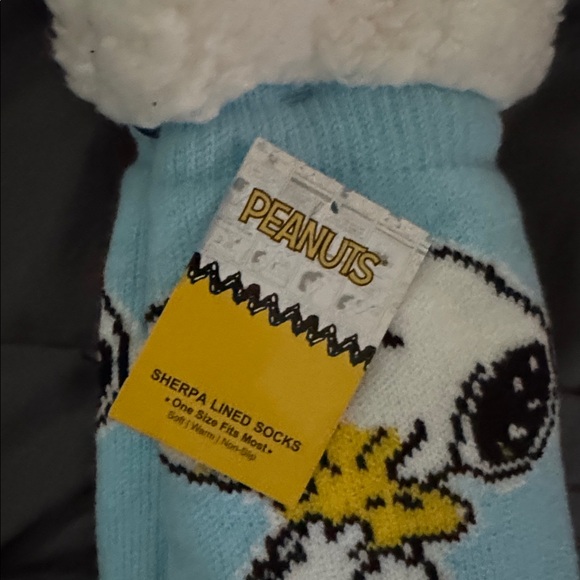 Peanuts Light Blue Snoopy and Woodstock Slipper Socks - Picture 2 of 6